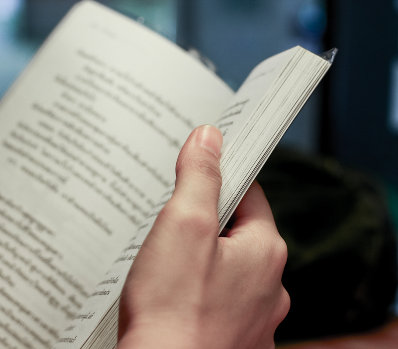 A person reading a book.