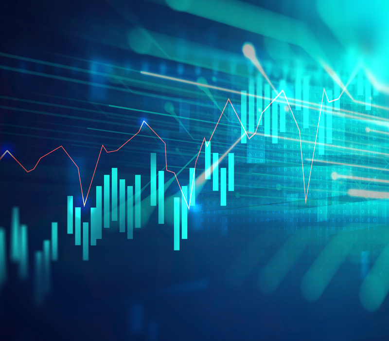 Financial stock market graph on an abstract background.